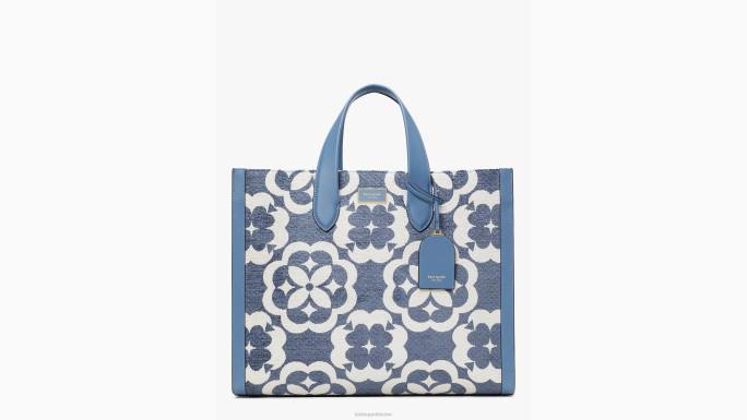 žene Kate Spade manta plava multi cvjetni monogram manhattan velika torba od šenile pribor 04HN308