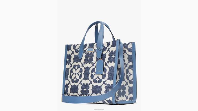 žene Kate Spade manta plava multi cvjetni monogram manhattan velika torba od šenile pribor 04HN308