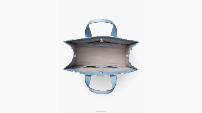 žene Kate Spade manta plava multi cvjetni monogram manhattan velika torba od šenile pribor 04HN308