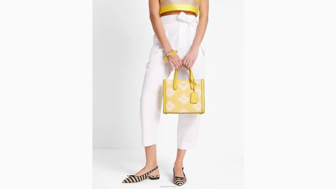 žene Kate Spade maslačak žuti multi cvjetna dvobojna platnena manhattan mala torba pribor 04HN284
