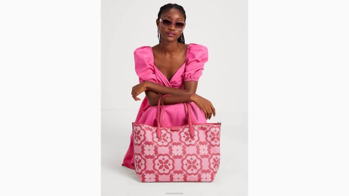 žene Kate Spade pekmez od malina multi cvjetni monogram suton velika torba pribor 04HN202