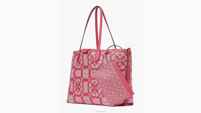 žene Kate Spade pekmez od malina multi cvjetni monogram suton velika torba pribor 04HN202