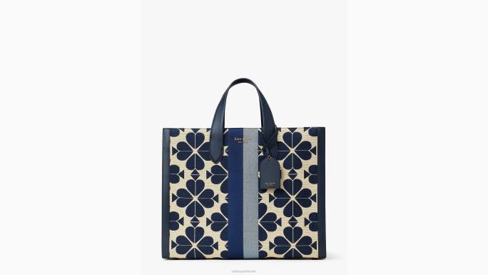 žene Kate Spade plava višebojna velika manhattan velika torba s cvjetnim žakard prugama pribor 04HN272