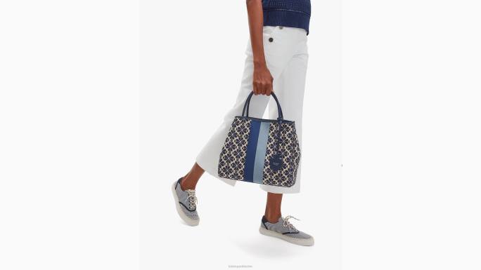 žene Kate Spade plavi multi cvijet jacquard pruga sve srednje torba pribor 04HN158