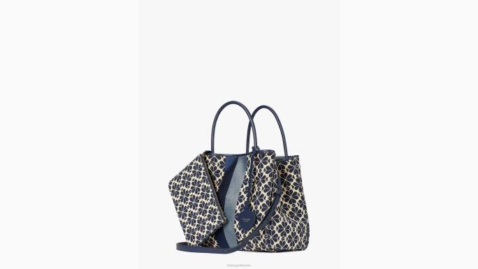 žene Kate Spade plavi multi cvijet jacquard pruga sve srednje torba pribor 04HN158