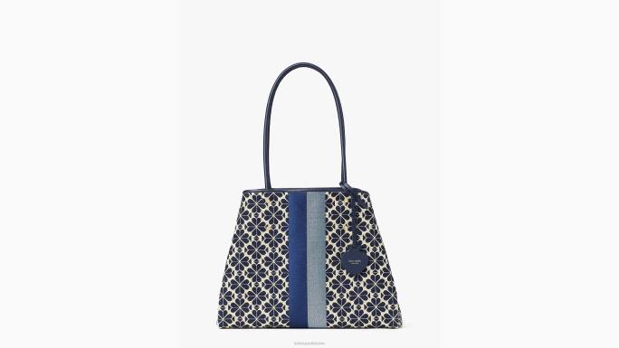 žene Kate Spade plavi multi cvijet jacquard pruga sve velika torba pribor 04HN206