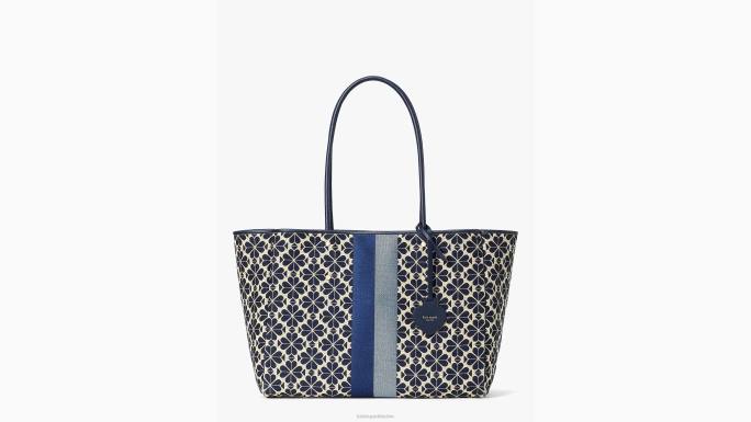 žene Kate Spade plavi multi cvijet jacquard pruga sve velika torba pribor 04HN206