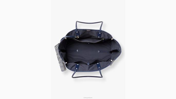žene Kate Spade plavi multi cvijet jacquard pruga sve velika torba pribor 04HN206