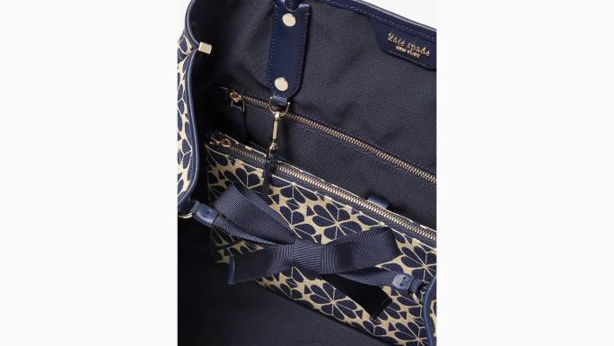 žene Kate Spade plavi multi cvijet jacquard pruga sve velika torba pribor 04HN206