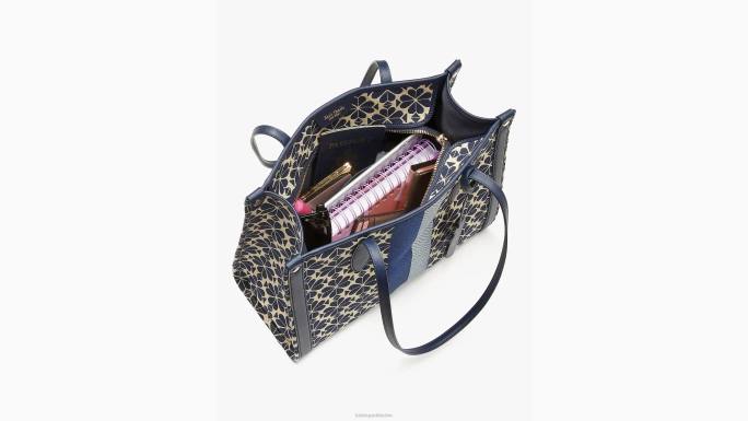 žene Kate Spade plavi multi cvijet jacquard pruga tržišna srednja torba pribor 04HN167