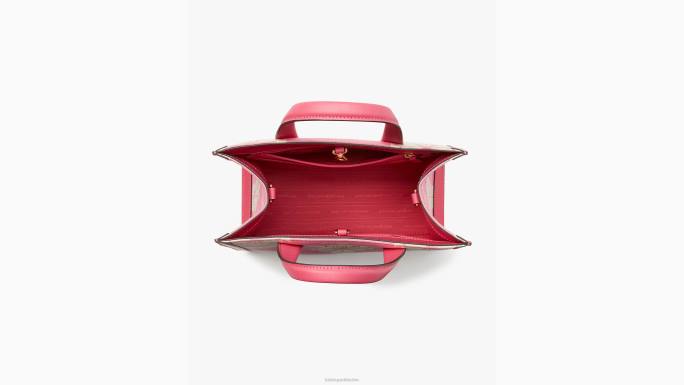 žene Kate Spade pom pom roza multi cvjetna dvobojna platnena manhattan mala torba pribor 04HN287