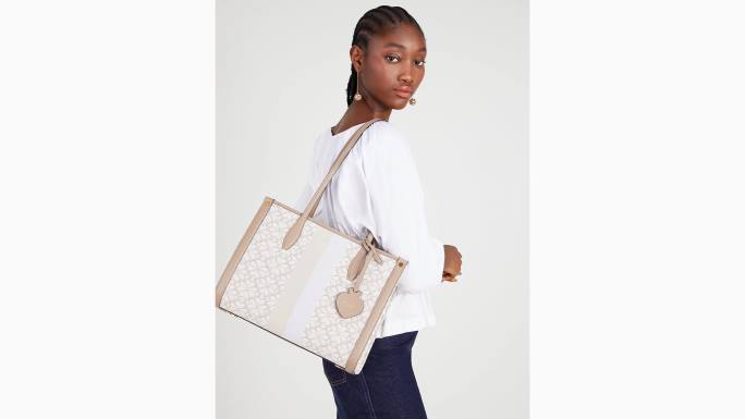žene Kate Spade prirodni multi cvijet jacquard pruga tržišna srednja torba pribor 04HN168
