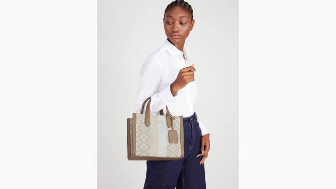 žene Kate Spade prirodni multi cvijet jacquard pruge manhattan mala torba pribor 04HN260