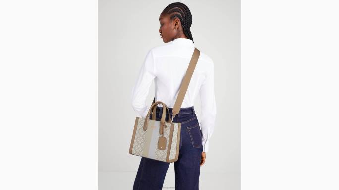 žene Kate Spade prirodni multi cvijet jacquard pruge manhattan mala torba pribor 04HN260