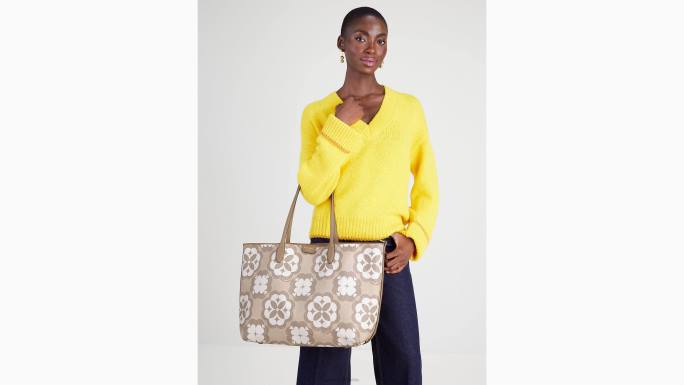 žene Kate Spade prirodni multi cvjetni monogram suton velika torba pribor 04HN204