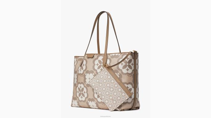 žene Kate Spade prirodni multi cvjetni monogram suton velika torba pribor 04HN204
