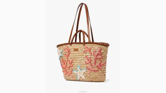 žene Kate Spade prirodni multi što je školjka ukrašena slamnatom velikom torbicom pribor 04HN4