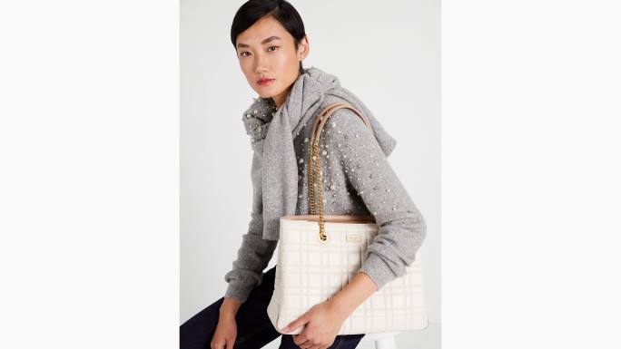 žene Kate Spade slonovača evelyn prošivena srednja preklopna torba za kupovinu pribor 04HN275