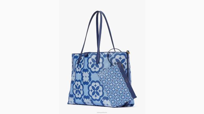 žene Kate Spade svemirski multi cvjetni monogram suton velika torba pribor 04HN203